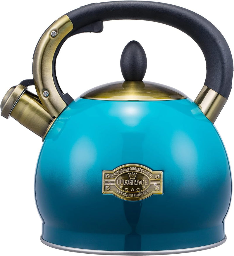 s-p Whistling Tea Kettle Stove Top Teapot, Stainless Steel Teakettle (2.8 QUART, Blue)