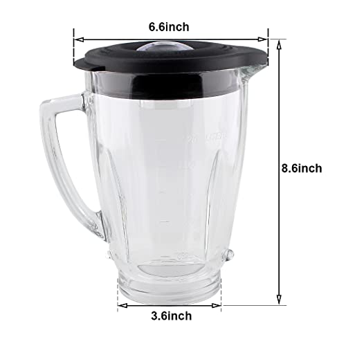 Clear Glass Jar for Oster Pro 1200 Blender Replacement