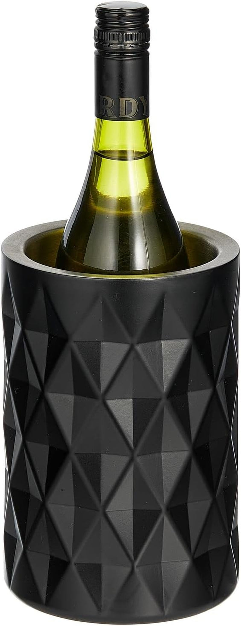 mDesign Single Bottle Wine Chiller - Ice Bucket Cooler for Kitchen, Bar, Party Decor - Holds Cold Wine, Champagne, Beer, Ready-to-Drink Cocktail Utensils, Serving Tongs - Black Marble