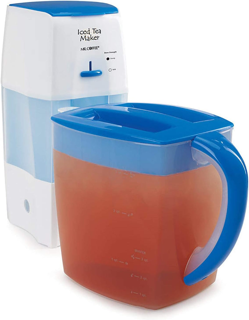 Mr. Coffee Iced Tea Maker 3 Quart with Brew Strength Selector (Blue)