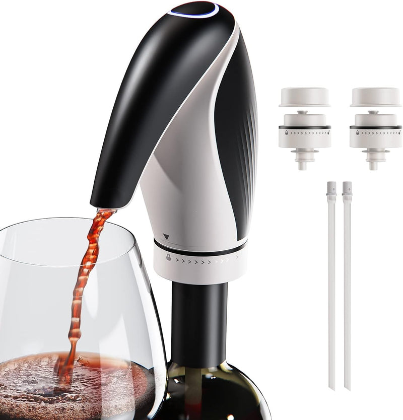 CIRCLE JOY Electric Wine Opener Set 4-in-1 Wine Set with Rechargeable Wine Opener, Rechargeable Wine Aerator Pourer, Foil Cutter and Vacuum Wine Stopper, Gift Set for Wine Lovers, Black