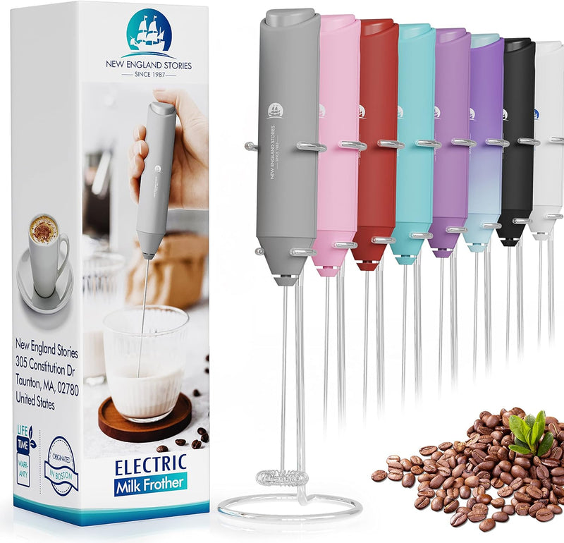 Powerful Milk Frother Handheld Foam Maker, Mini Whisk Drink Mixer for Coffee, Cappuccino, Latte, Matcha, Hot Chocolate, No Stand, Black