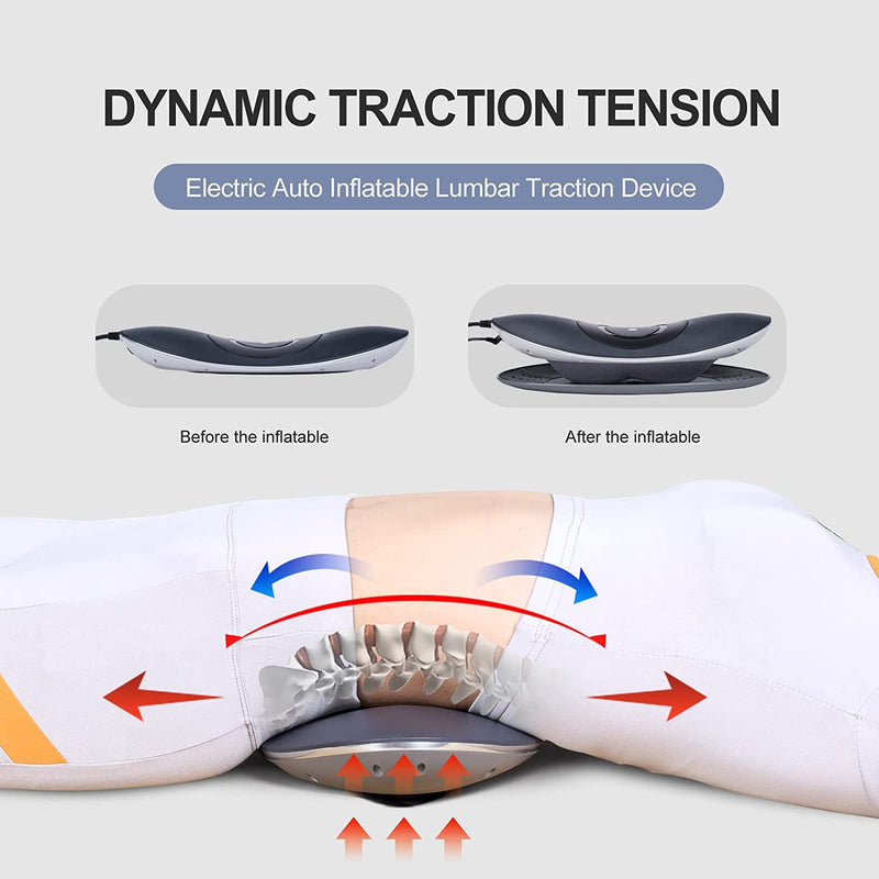 Jimugor Electric Lumbar Traction Device Massager with Heat Function & Adjustable Intensity,Electric Inflatable Back Stretcher Device,Back & Sciatica Pain Relief Relaxation, Ideal Gifts
