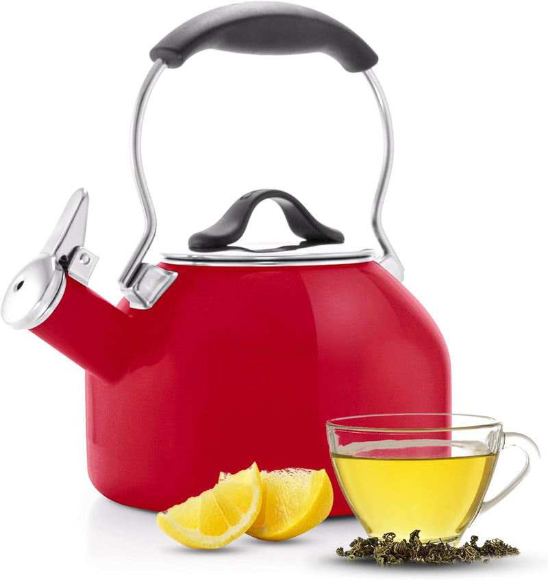 Chantal 1.8 QT Kettle, Oolong Series, Premium Enamel on Carbon Steel, Whistling, Even Heating & Quick Boil (Marigold)