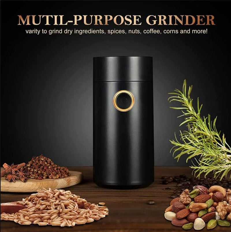 Danrah - Electric Coffee Grinder, Powerful 150W Motor - Stainless Steel Grinder - Ideal for Grinding Coffee Beans, Seeds, Spices, Nuts for, Home & Restaurant – Black