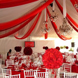 Red Ceiling Drapes Fabric 6 Panels 5Ftx10Ft Chiffon Arch Drapes Curtain for Ceremony Arch Party Stage Wedding Decoration