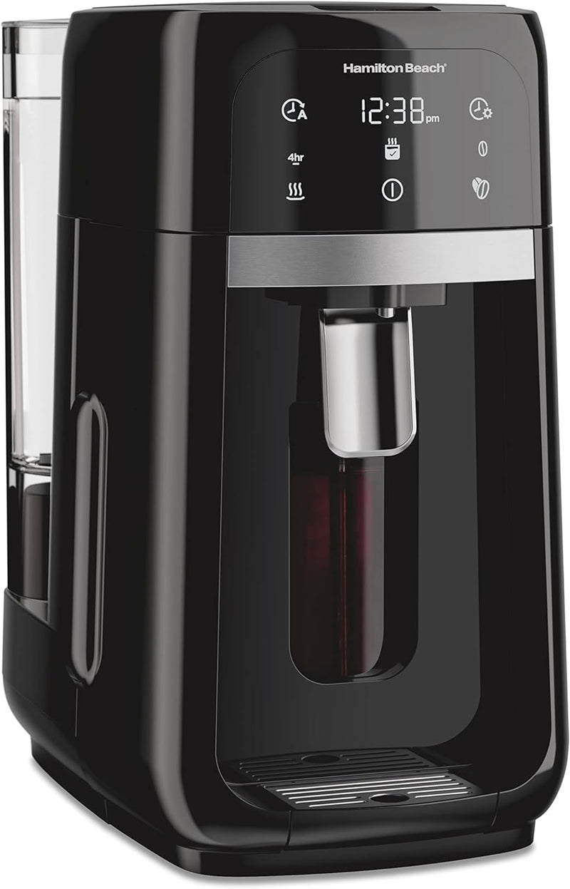 Hamilton Beach One Press Programmable Dispensing Drip Coffee Maker with 12 Cup Internal Brew Pot, Removable Water Reservoir, Black Next Gen (47600)