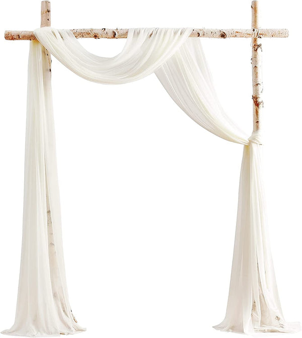 20Ft Ivory Chiffon Wedding Arch Draping Fabric Swag Decoration Set