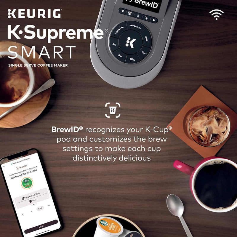 Keurig K-Supreme SMART Coffee Maker, MultiStream Technology, Brews 6-12oz Cup Sizes, Gray