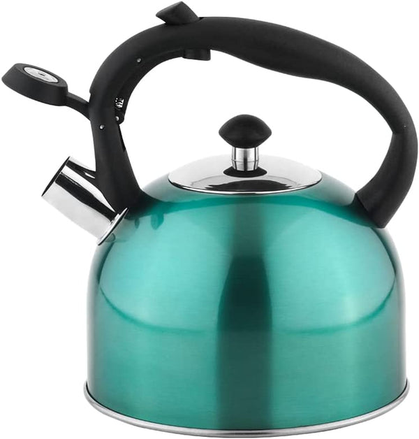 Amazon Basics Stainless Steel Tea Kettle, 2.4-Quart, Teal