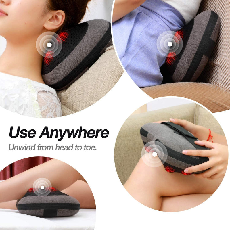 JYMY Back Massager, Shiatsu Kneading Electric Neck Massager Pillow with 8 Heated Rollers for Back, Neck, Lower Back and Shoulder, Gifts for Dad/Mom/Men/Women