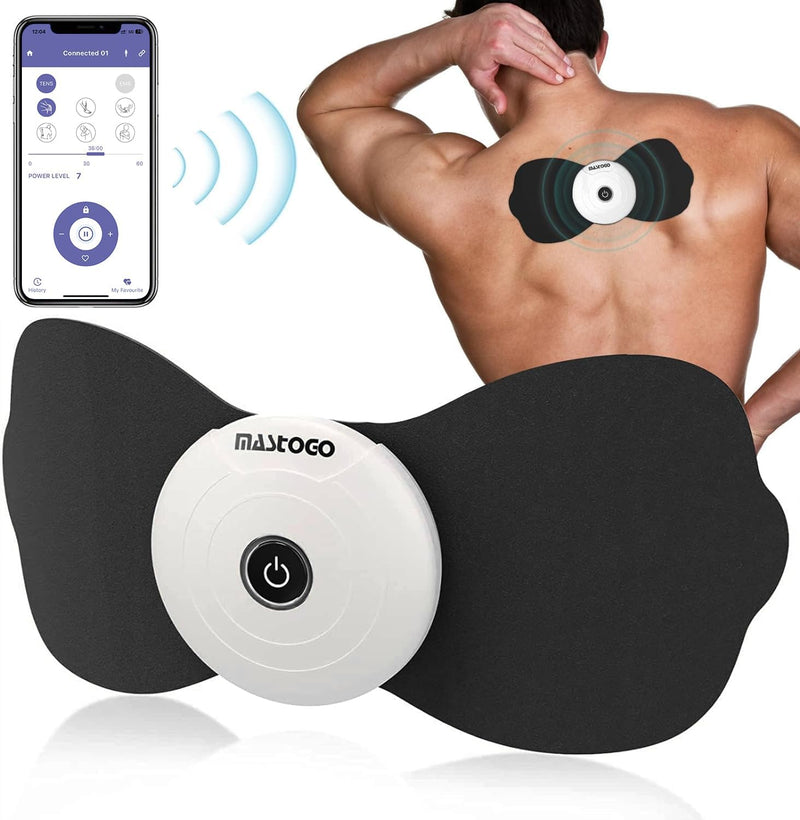 MASTOGO Wireless TENS & EMS Unit Back Pain Relief Massager - APP Controlled Bluetooth EMS Muscle Stimulator Machine for Back Shoulder Leg Neck Pain Relief