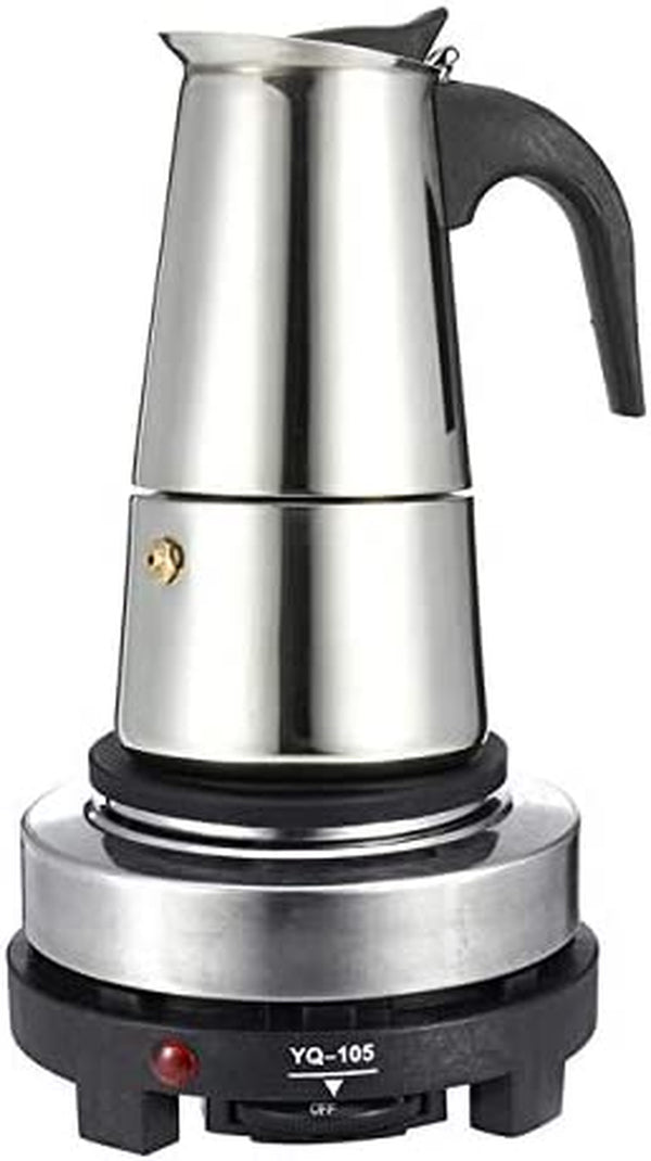 WILL 200450ml Portable Espresso Coffee Maker Moka Pot Stainless Steel with Electric stove Filter Percolator Coffee Brewer Kettle Pot (200ml)