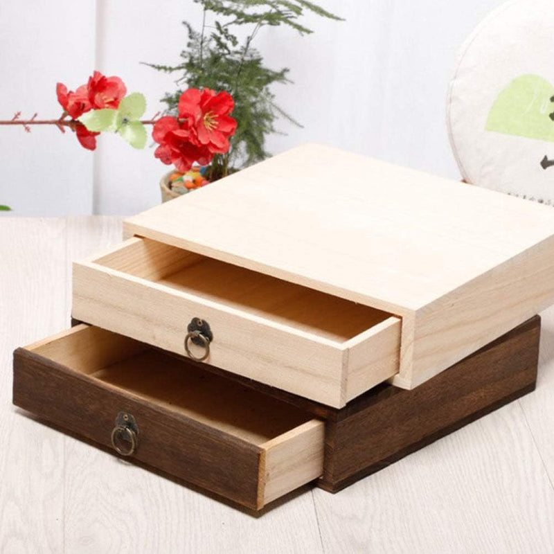 Cabilock 1 Set Drawer Tea Box Loose Tea Jewelry Holder Bamboo Jewelry Organizer Retro Tea Containers Wood Drawer Cube Storganizer Storage Drawers Coffee Power Bin Wooden Packing Box Bulk