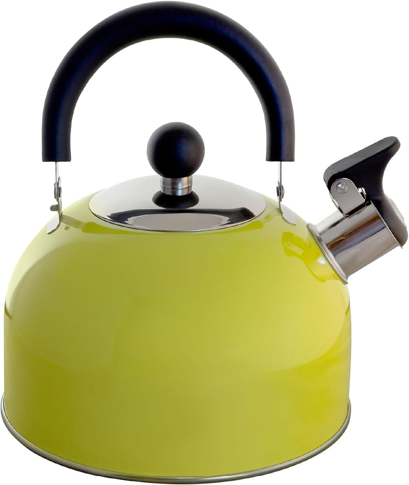 Lily's Home 2 Quart Stainless Steel Whistling Tea Kettle, the Perfect Stovetop Tea and Water Boilers for Your Home, Dorm, Condo or Apartment. (Blue)