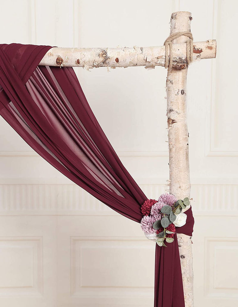 Chiffon Wedding Arch Backdrop Curtain - 2 Panels Burgundy 27 X 216 Inch