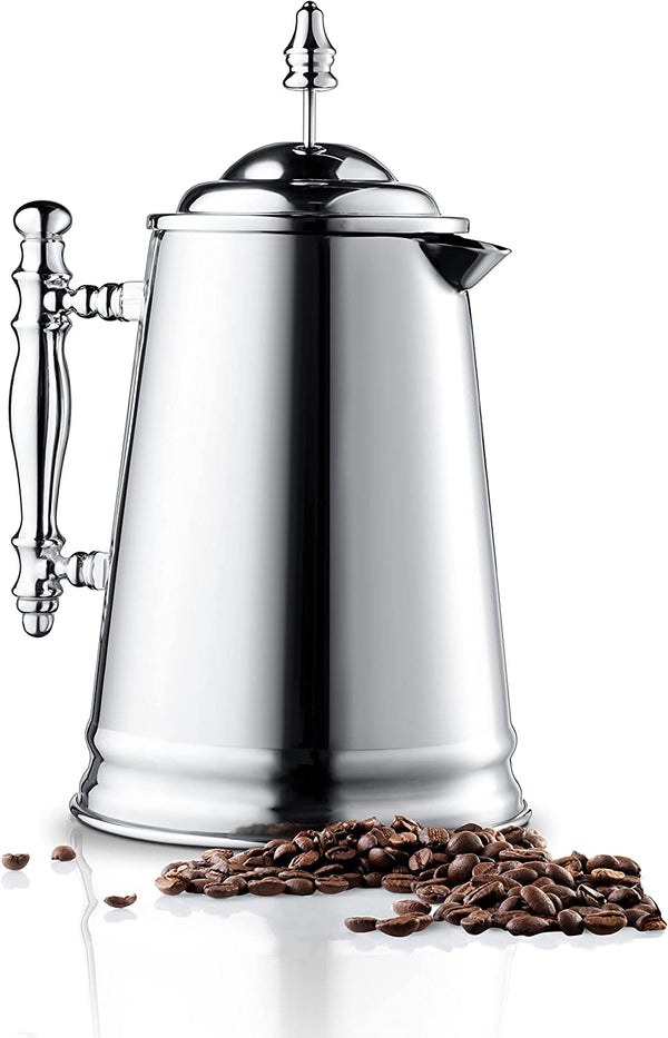 Francois et Mimi Custom-Style Double Wall French Coffee Press, 34-Ounce, Stainless Steel (Vintage)