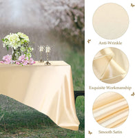 24 Pieces Satin Tablecloth Bulk 102 X 58 Inch Overlay Satin Table Cover Bright Silk Tablecloth Rectangle Table Linens Smooth Fabric Table Decoration for Wedding Banquet Party Events (Champagne)