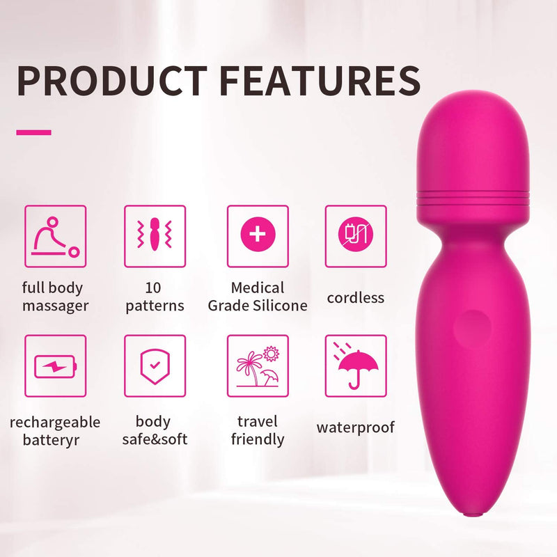 Mini Massager,Small Cordless Handheld Massager with 10 Quiet Vibration Modes, Personal Handheld Rechargeable Massager for Neck Shoulder Back Body [4.35 * 1.18 inches]