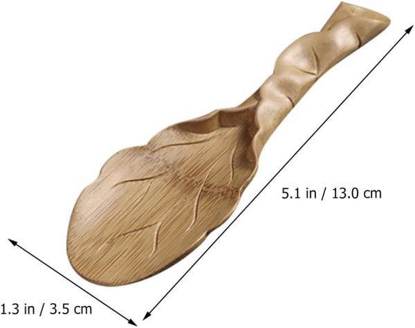 VOSAREA Chinese Tea Set Chinese Tea Set Bamboos Tea Leaf Shaped Chinese Kung Fu Tea Scoop Shovel Fittings for Jam Condiments Seasoning Mustard Ice Cream Bulk Bulk
