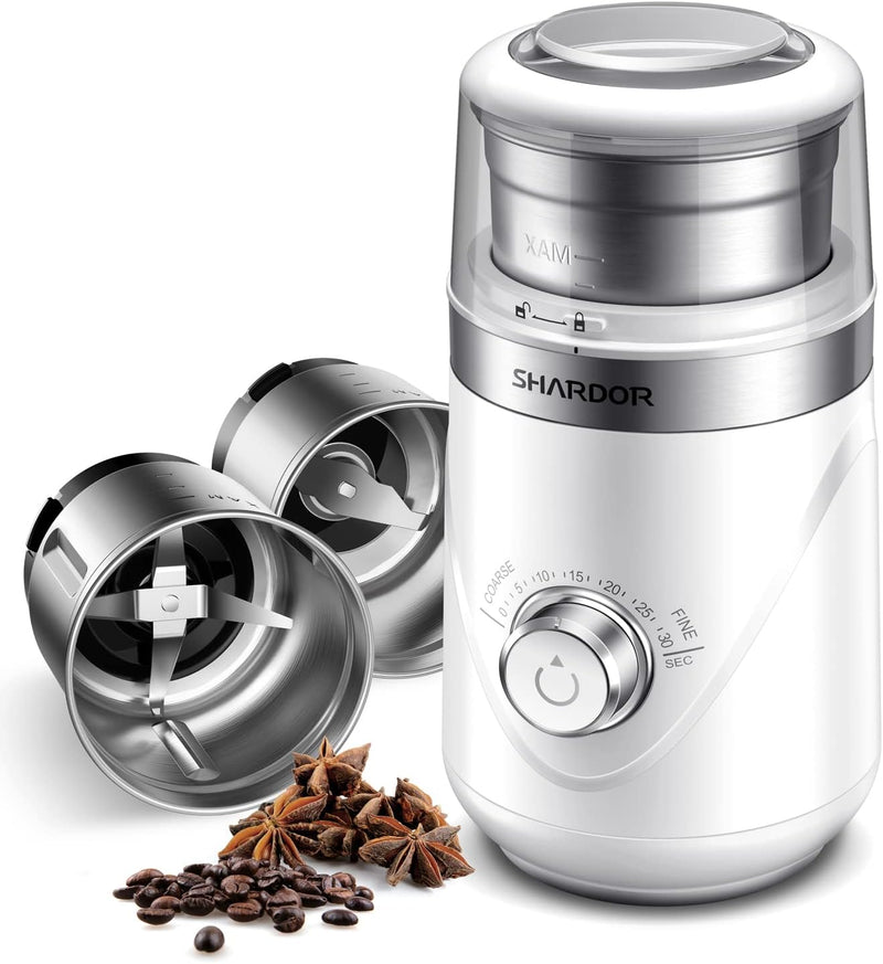 SHARDOR Adjustable Coffee Grinder Electric, Spice Grinder, Coffee Bean Grinder, Espresso Grinder with 1 Removable Stainless Steel Bowl, Black