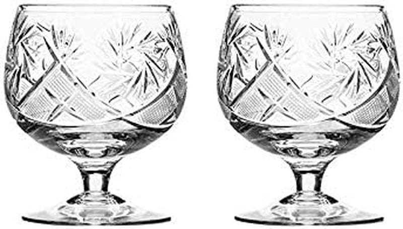 Set of 2 Hand Made Vintage Crystal Glasses, Brandy & Cognac Snifter, Old-Fashioned Glassware