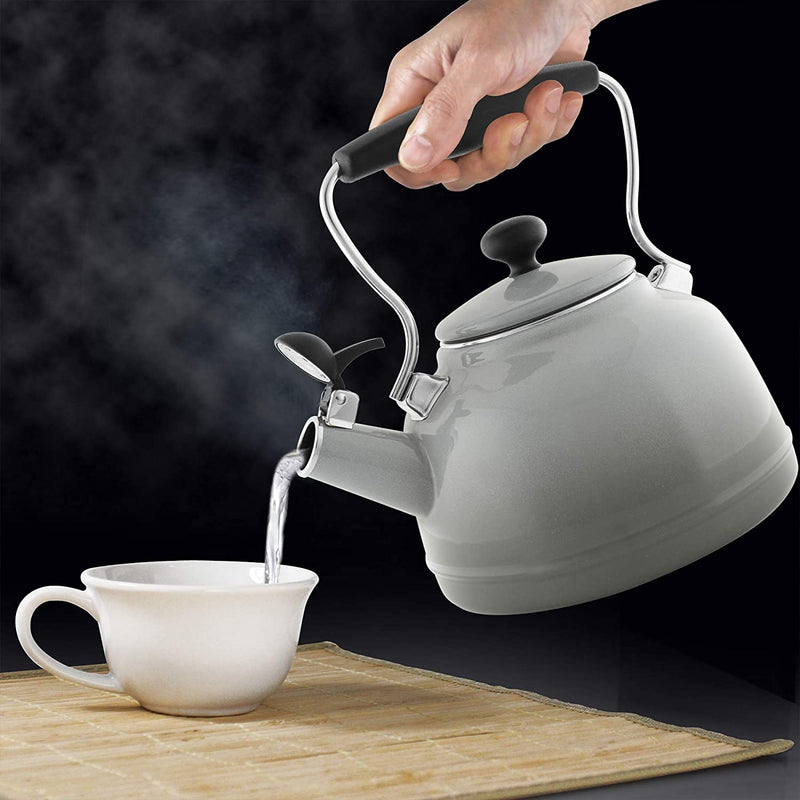 Chantal Tea Kettle, Vintage Series, Enamel on Steel, Whistling (Fade Grey)