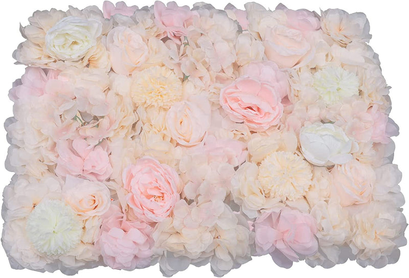 6 Pcs Flower Wall Panels - Champagne Rose Artificial Floral Decor for Events and Home