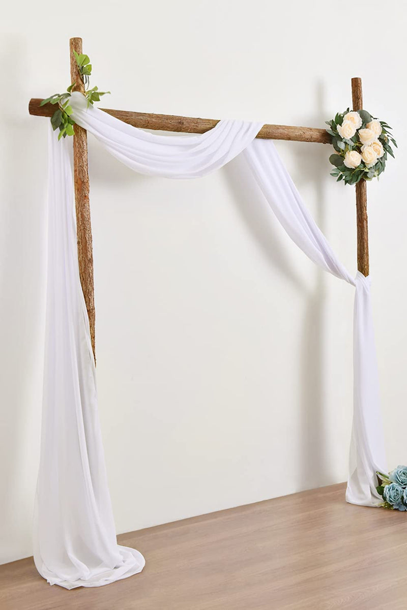 2-Piece White Sheer Chiffon Wedding Arch Drapes - 6 Yards Long x 30 Wide - Party Backdrop Decoration