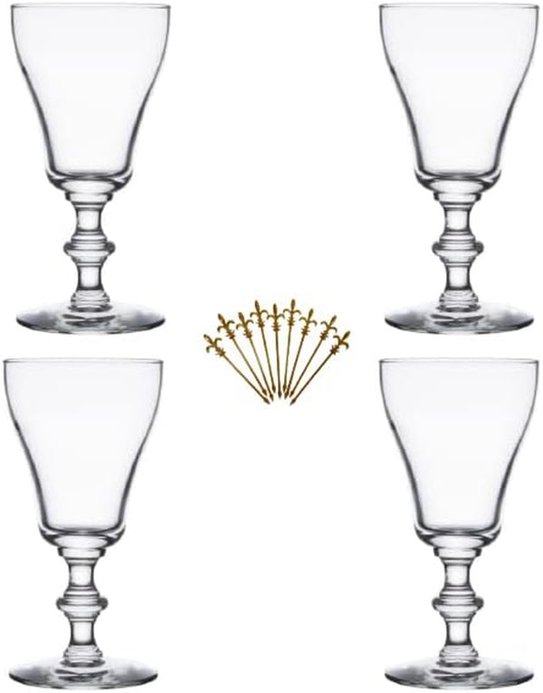 SET of 4, Libbey 8054 6 oz. Georgian Irish Coffee Glass w/Signature Party Picks