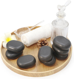 Master Massage 8 Piece Large Ovular Black Basalt Hot Stone Rock Massage Lava Energy Pack-3" x 2.2"x 1.1" - for Professional, Spa, Massage Therapy, Relaxation