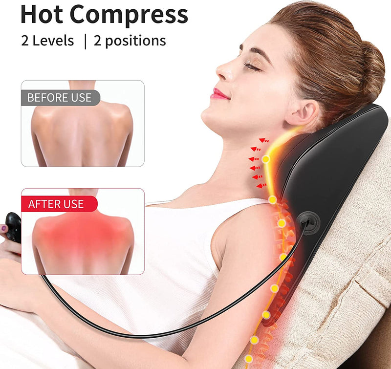 Neck Massager with Heat, Cordless Massagers for Neck and Back, Shiatsu Neck Massage Pillow for Back, Neck, Shoulder, Leg Pain Relief, Gifts for Men Women Mom Dad, Stress Relax at Home Office and Car