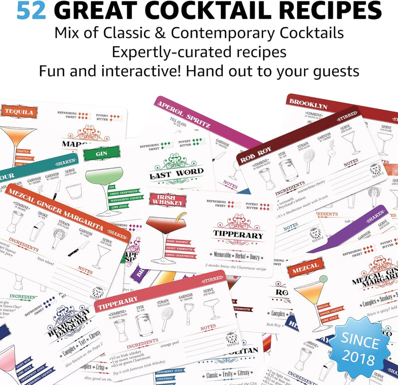 Cocktail Recipe Cards | Fundamental Cocktails for the Home Bartender