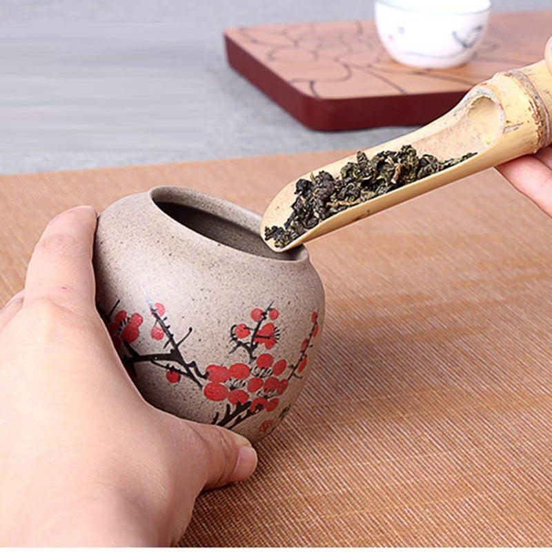 Kitchen Canisters Ceramic Clay Tea Caddy Mini Tea Storage Chests (plum blossom)