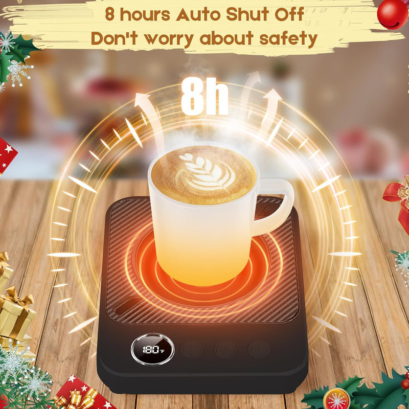 Coffee Mug Warmer for Desk, Electric Heated Mug Cup Warmer, Auto Shut Off, Office Desk Accessories Home Kitchen Appliances Gadgets, Birthday Gifts for Women Men(Black)