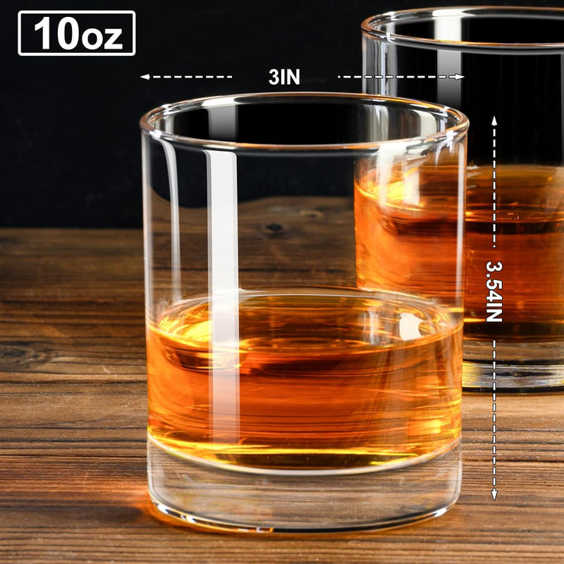 PARACITY Whiskey Glasses Set of 2, Old Fashioned Cocktail Glass, 10 OZ Whiskey Glasses, Bourbon Glasses, Rocks Glasses for Scotch, Liquor Vodka, Bourbon, Whiskey Gifts for Men, Husband, Boyfriend