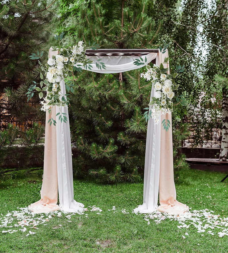 Wedding Arch Draping Fabric with Floral Arrangements and Garlands
