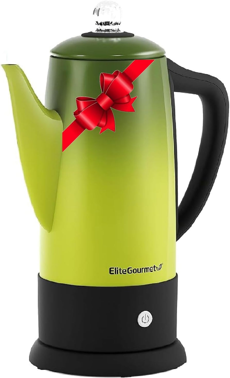 Elite Gourmet EC922 Electric Coffee Percolator, Keep Warm, Glass Clear Brew Progress Knob, Cool-Touch Handle, Cordless Serve, 12-Cup, Stainless Steel