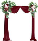 Artificial Wedding Arch Flowers Kit (Pack of 3) - 2Pcs Flower Swags & 1Pcs Arch Drapes, Wedding Flowers Garlands Floral Arrangement Swag for Ceremony and Reception Backdrop Decoration (Burgundy)