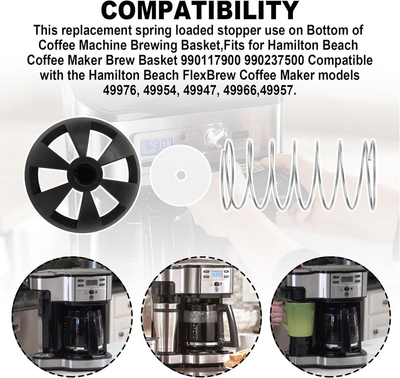 Coffee Machine Brewing Basket Bottom spring loaded stopper kits Fits for Hamilton Beach CoffeeMaker Brew Basket 990117900 990237500