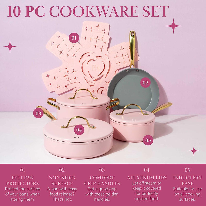 Paris Hilton Nonstick Cookware Set 10-Piece