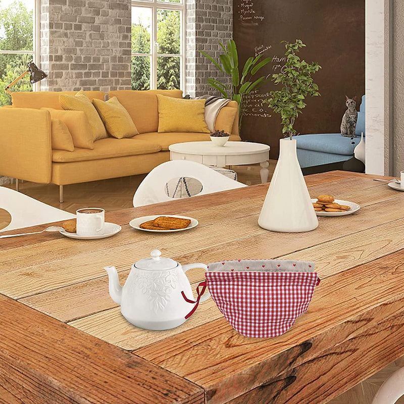 Tea Cosy,Creative Kitchen Tea Pot Dust Cover,Teapot Cozy Breakfast Warmer,Tea Pot Cover Insulation and Keep Warm,Tea Kettle Quilt for Home Kitchen Table Hotel Tea Party Restaurant (Red)