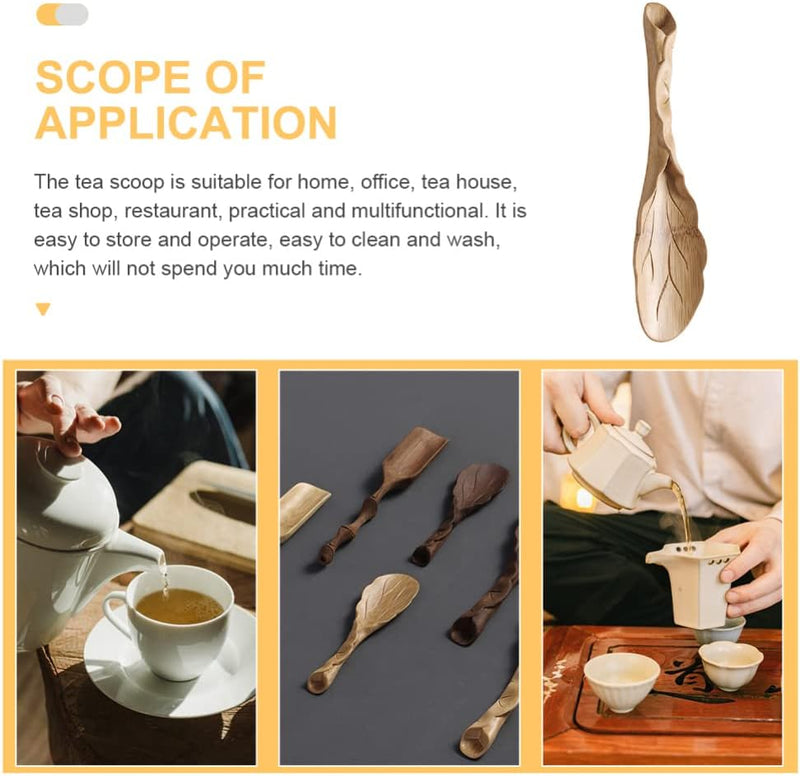 VOSAREA Chinese Tea Set Chinese Tea Set Bamboos Tea Leaf Shaped Chinese Kung Fu Tea Scoop Shovel Fittings for Jam Condiments Seasoning Mustard Ice Cream Bulk Bulk