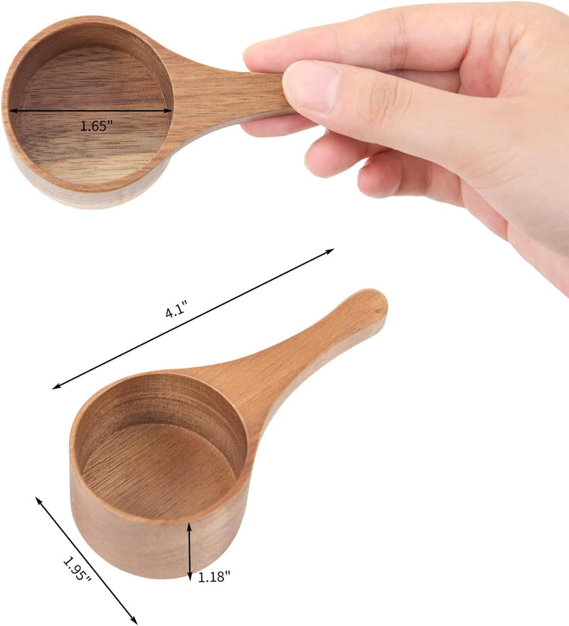 MornHalo 4 Pack Acacia Wood Coffee Scoops, Small Wooden Coffee Spoons for Jars and Containers, Set of 4 Tablespoon Bean Scoop, Cute Coffee Beans Measuring Scoop for Cooking,Bath Salt,