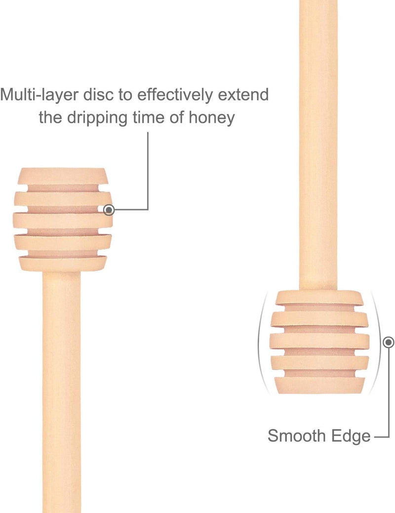 150 Pack 3 Inch Mini Wood Honey Dipper Sticks, Individually Wrapped, Server for Honey Jar Dispense Drizzle Honey