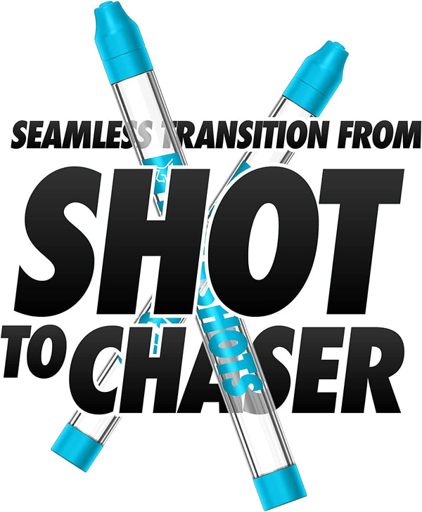 TakeShots Take V2 - Shot Holder & Straw for Drinks & Chasers - Experience Shots On the Go - Fits All Standard Bottles, Glasses, & the Chase - 1oz (Electric Blue)