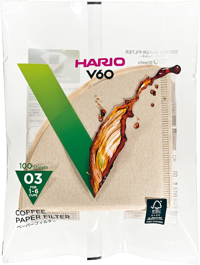 Hario V60 Paper Coffee Filters, Size 02, Natural, 200 Count