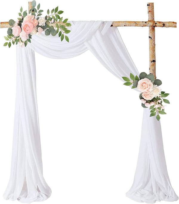 18FT Chiffon Wedding Arch Drapes - White for Ceremony Reception  Party Dcor