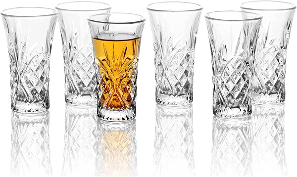 HOMEYUT Shot Glasses, 2oz Super Cute Ornate Shot Glasses Set of 6/Fancy Shot Glasses/Heavy Base Shot Glass Set/Tequila Shot