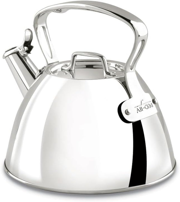 All-Clad Specialty Stainless Steel Tea Kettle 2 Quart Induction Pots and Pans, Cookware Silver